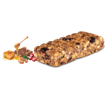 Ενεργειακή μπάρα χωρίς ζάχαρη με μέλι, cranberries, βιολογικό φυστικοβούτυρο & πραλίνα φουντουκιού